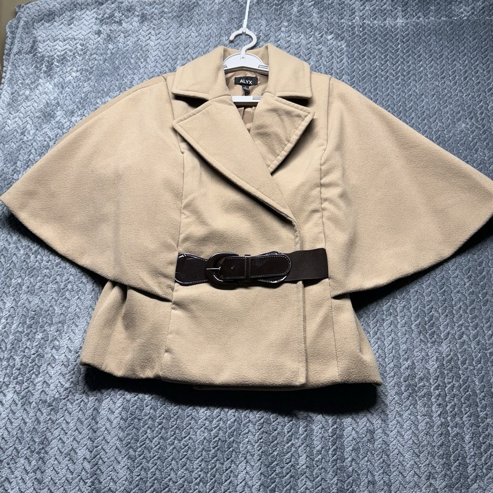 Alyx Camel Cape Coat Jacket L Belted Batwing Sleeve Outerwear Women's Size Large
